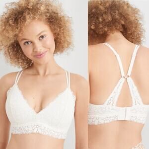 New Aerie Wireless Lightly Lined Candy Lace Bra Real Happy Soft Muslin Size 36C